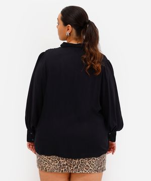 camisa feminina de viscose plus size preta