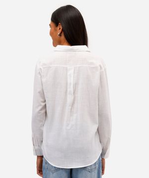 camisa feminina de algodão manga longa off white