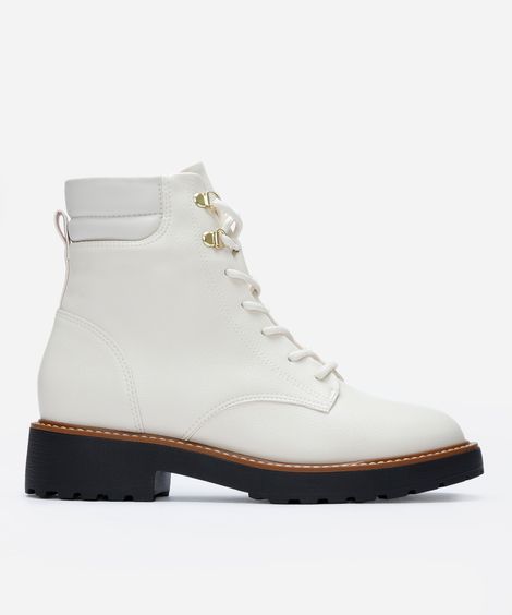 bota coturno feminina cano curto tratorada vizzano off white