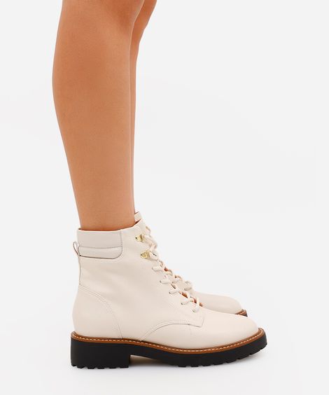 bota coturno feminina cano curto tratorada vizzano off white