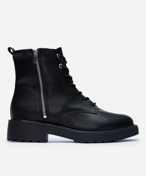 bota coturno feminina cano curto tratorada  com zíper vizzano preta