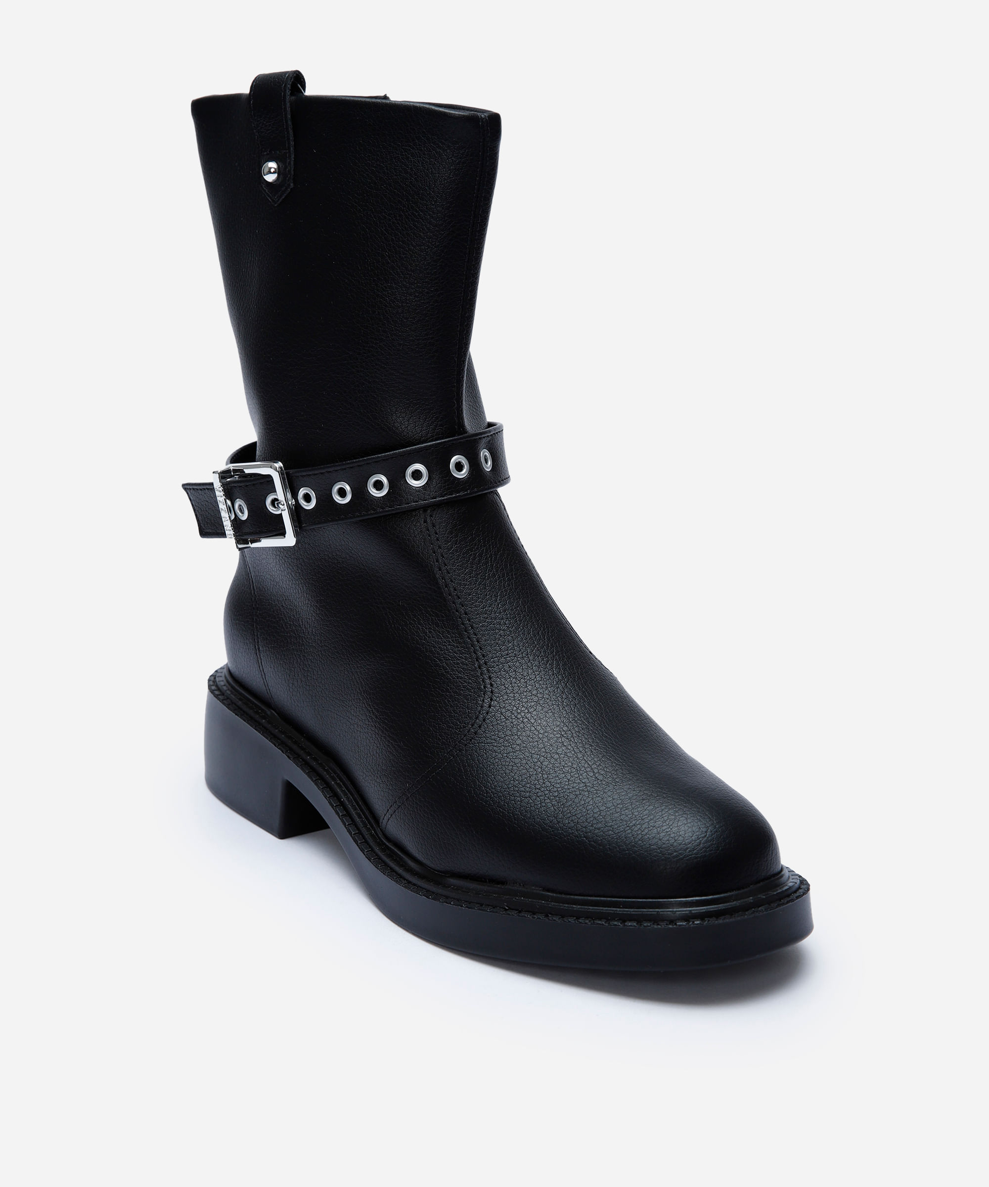 bota cano médio feminina com fivela vizzano preta