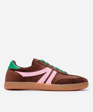 tênis casual com recortes bicolor ace marrom