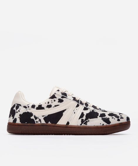 tênis bossa com recortes animal print off white