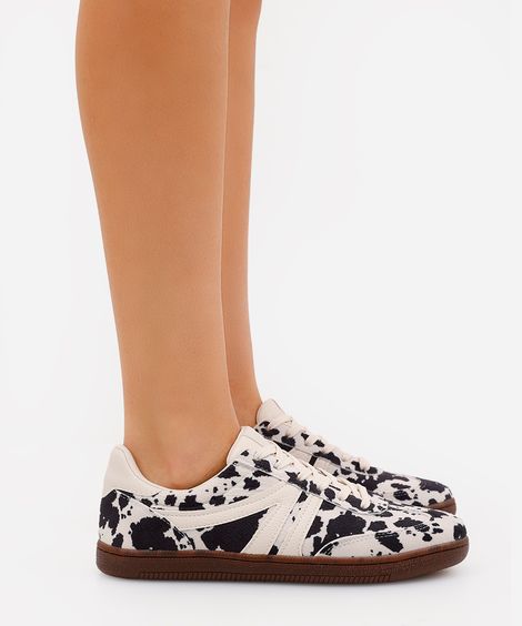 tênis bossa com recortes animal print off white
