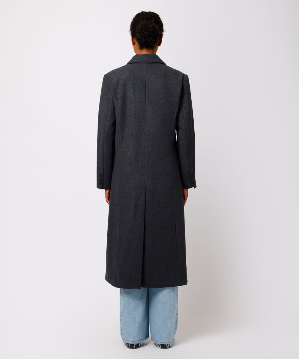 casaco longo feminino texturizado mindset cinza