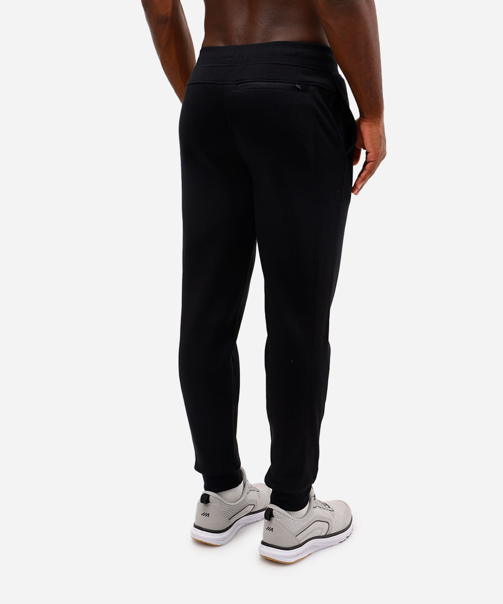 calça jogger masculina de moletom esportiva com textura preta