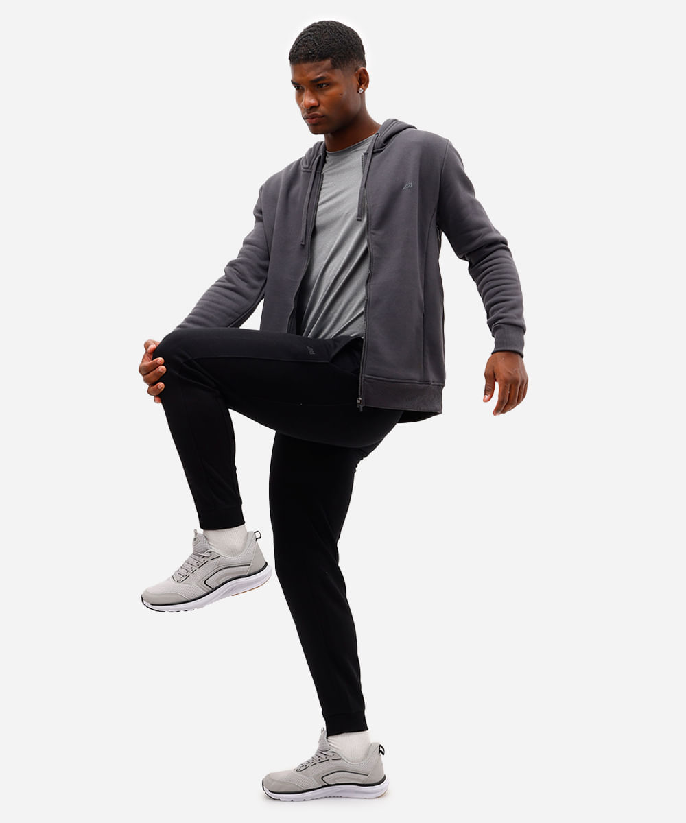 calça jogger masculina de moletom esportiva com textura preta