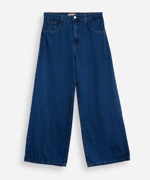 calça wide leg juvenil jeans azul
