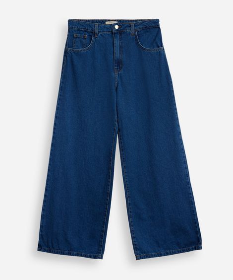 calça wide leg juvenil jeans azul