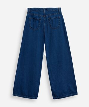 calça wide leg juvenil jeans azul