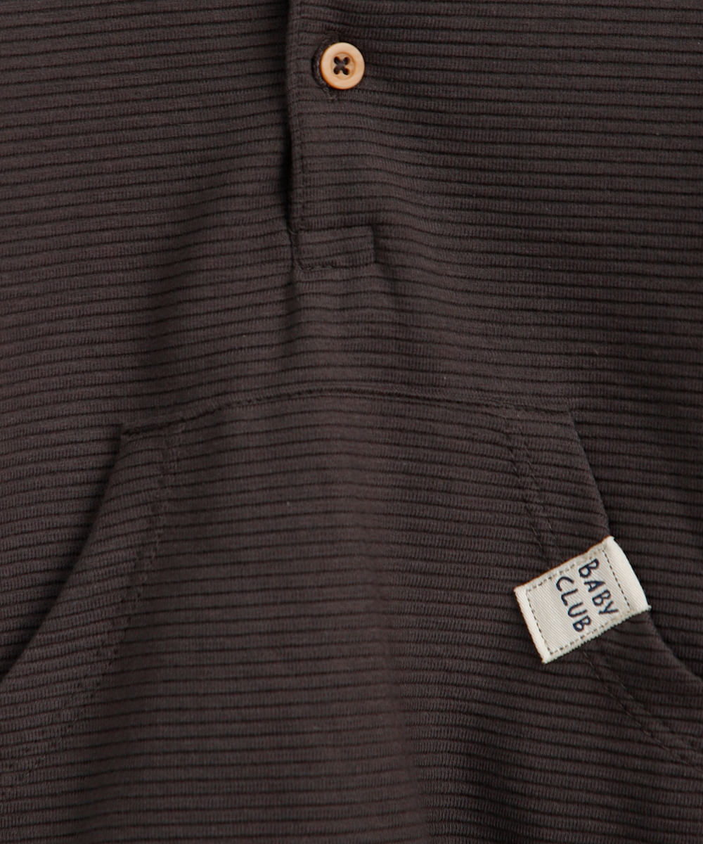 conjunto de moletom infantil canelado com capuz cinza