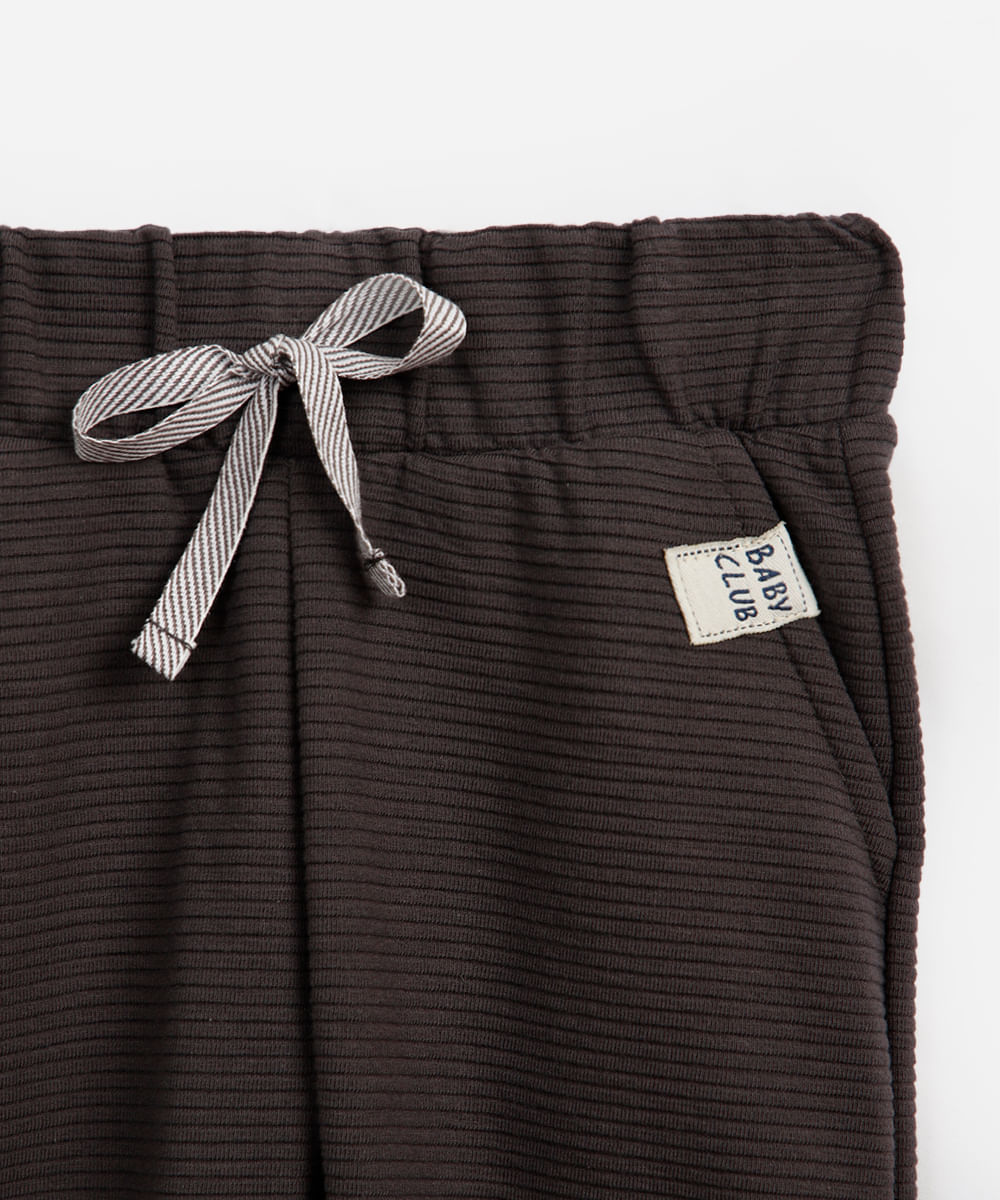 conjunto de moletom infantil canelado com capuz cinza