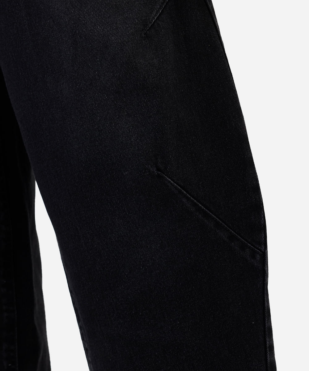 calça barrel feminina jeans  cintura alta preta