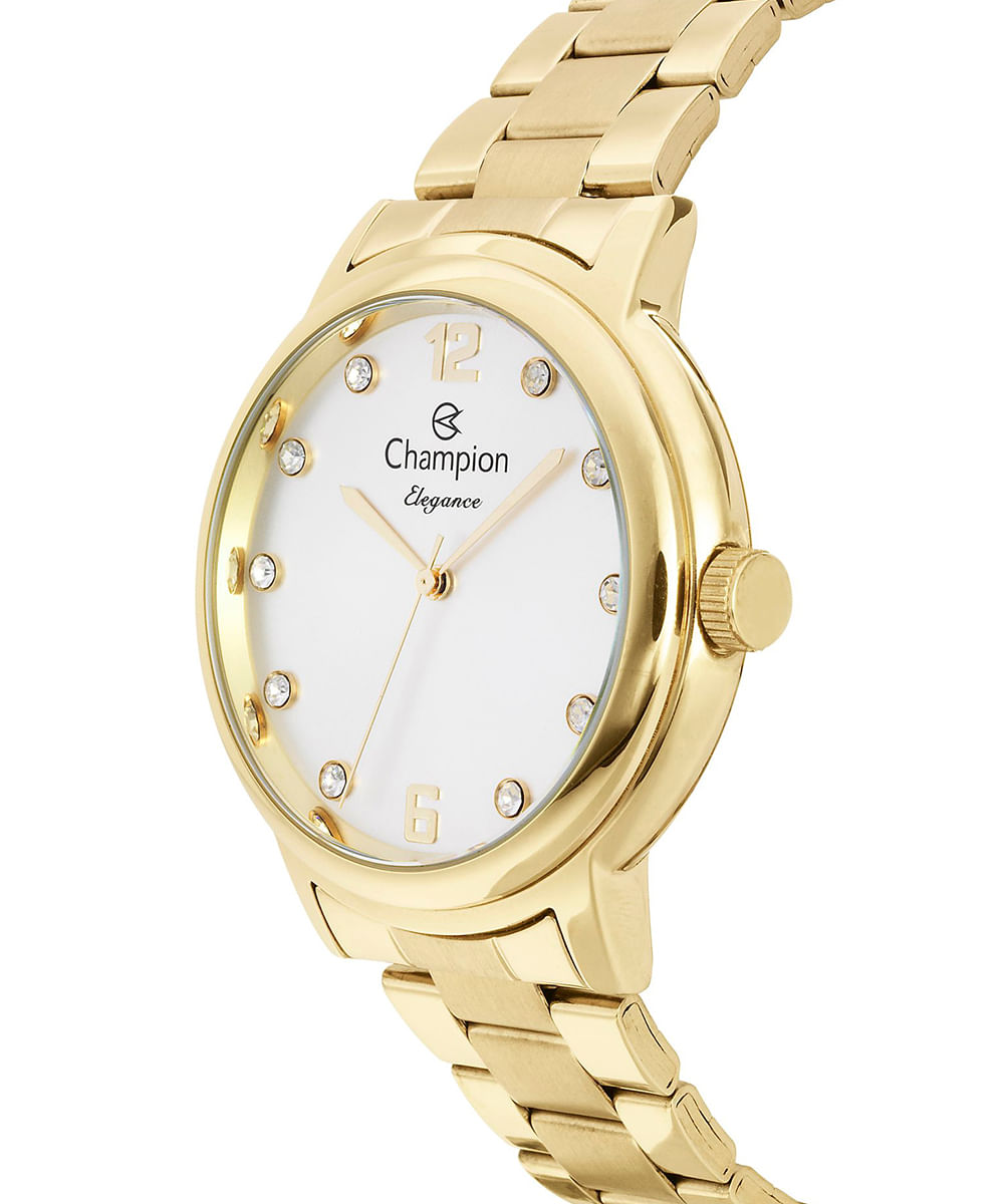 relógio feminino champion cn28437w analógico dourado