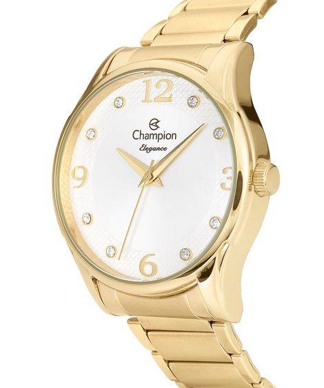 relógio analógico feminino champion cn26215w dourado