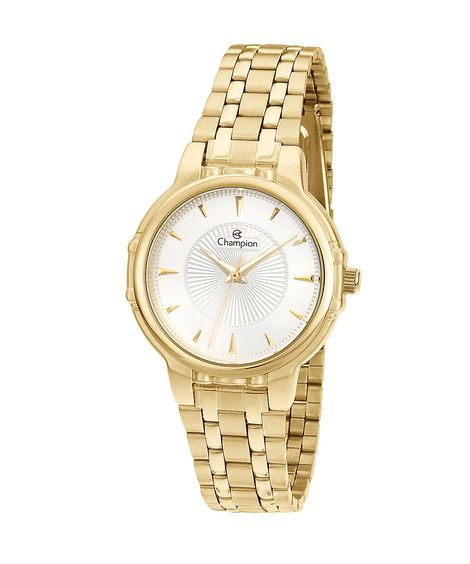 relógio feminino champion cn28400w analógico dourado