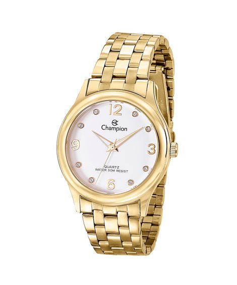 relógio feminino champion cn28991w analógico dourado