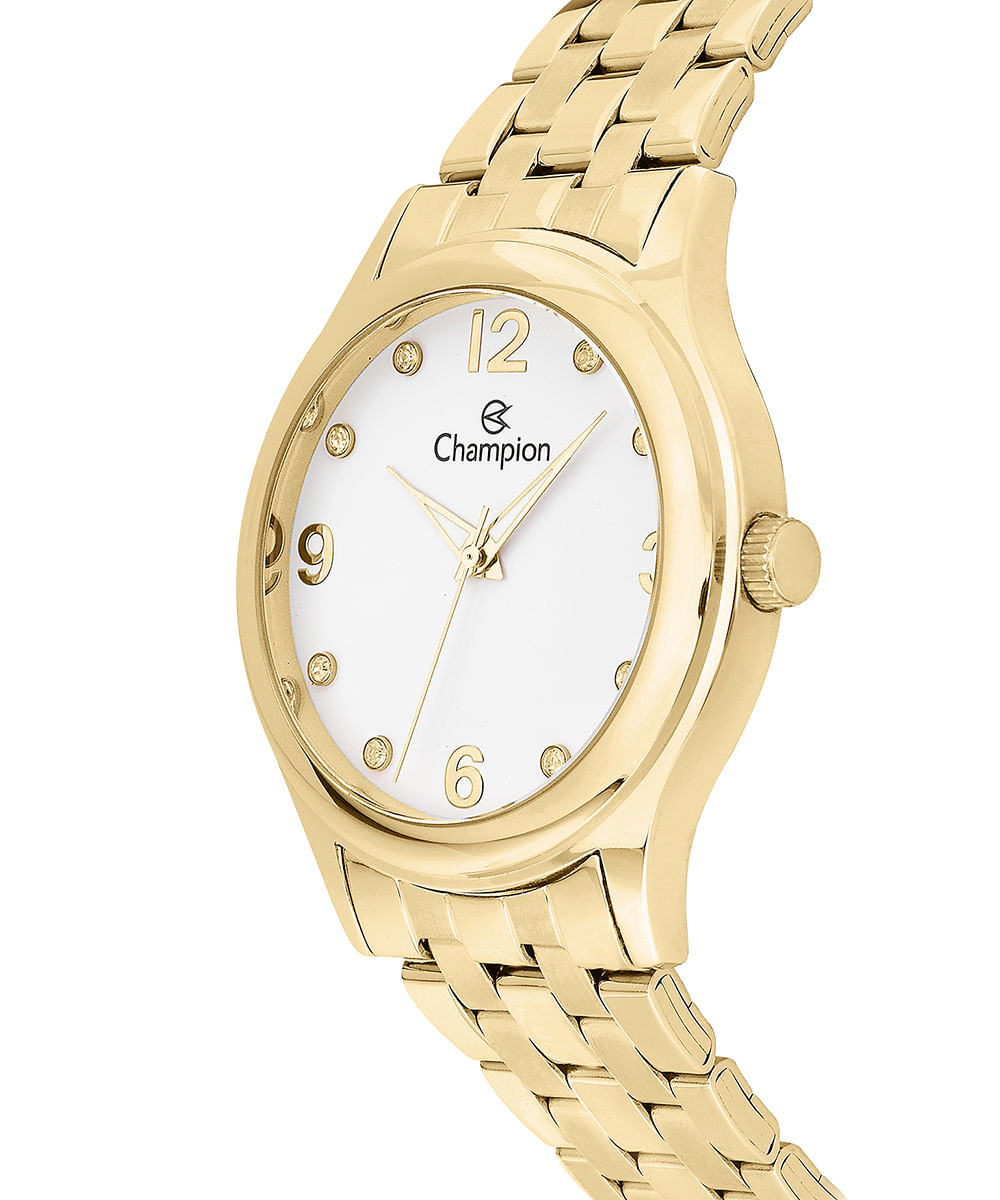 relógio feminino champion cn28991w analógico dourado