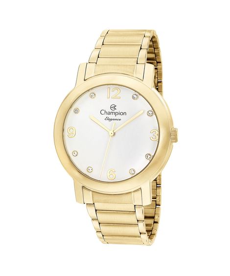 relógio feminino champion cn25654w analógico dourado