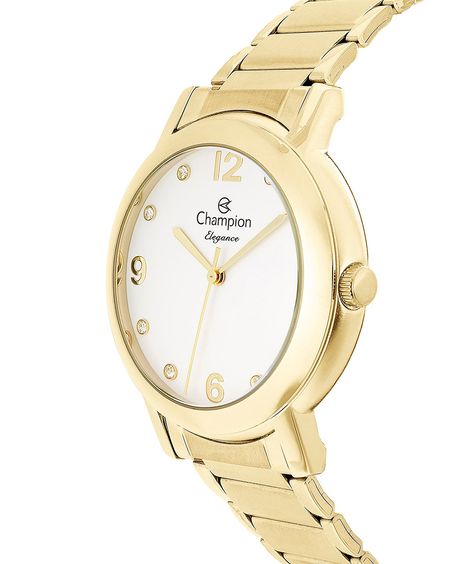 relógio feminino champion cn25654w analógico dourado