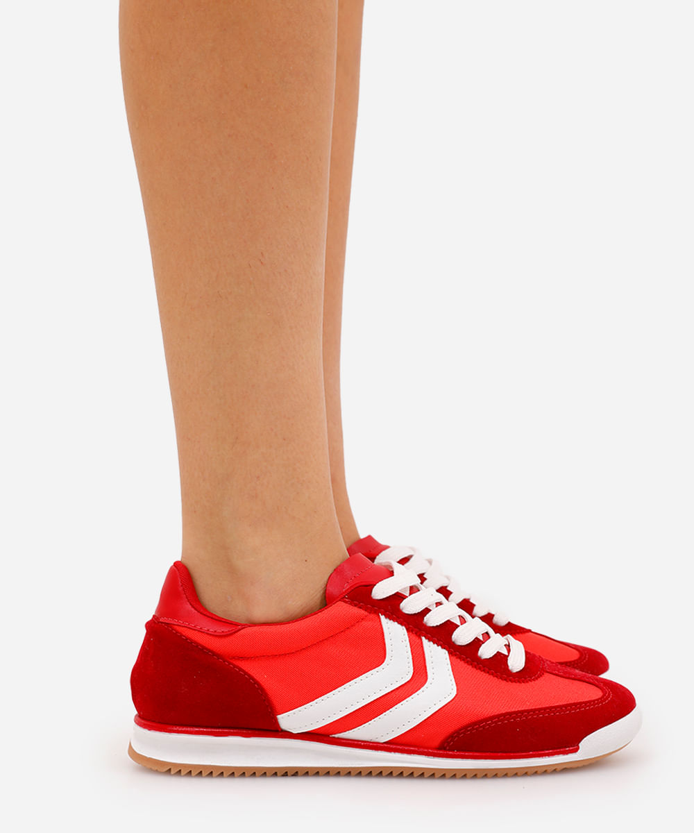 tênis casual com recortes bicolor ace vermelho