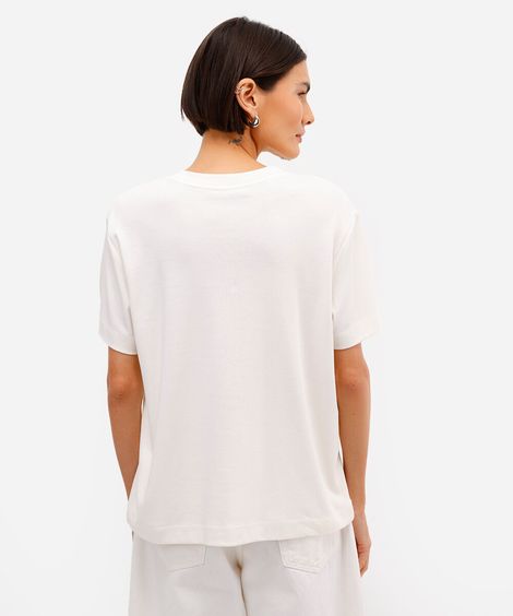 camiseta comfort feminina de algodão peruano interlock off white