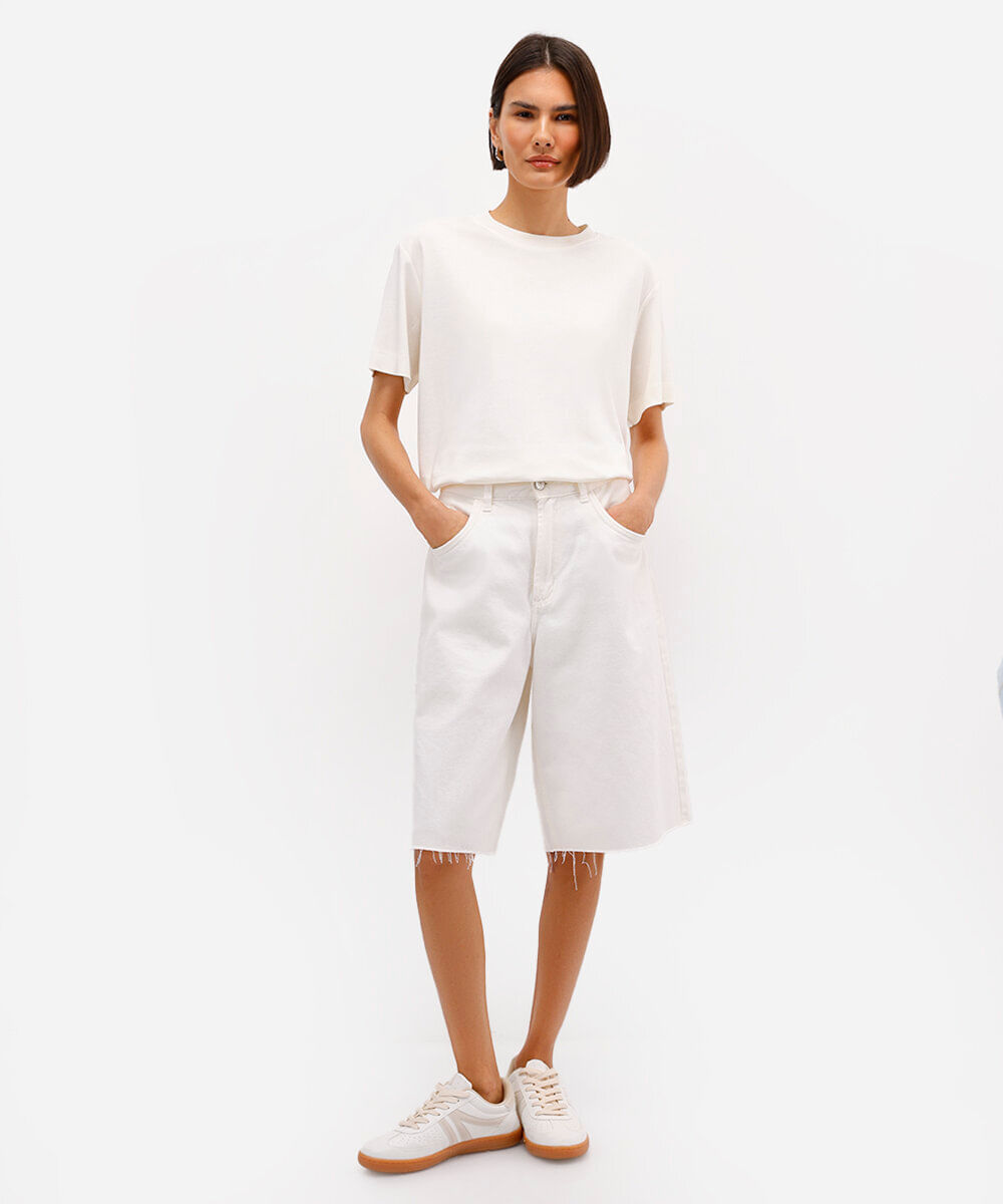 camiseta comfort feminina de algodão peruano interlock off white