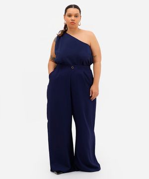 calça alfaiataria com prega e bolso - azul marinho