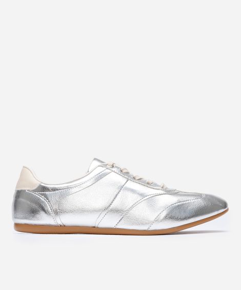 tênis casual cano baixo com recortes mindset prateado