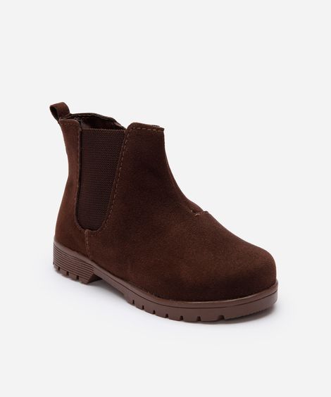 bota infantil chelsea de camurça marrom