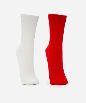 kit de 2 meias femininas cano alto canelada mindset colorida