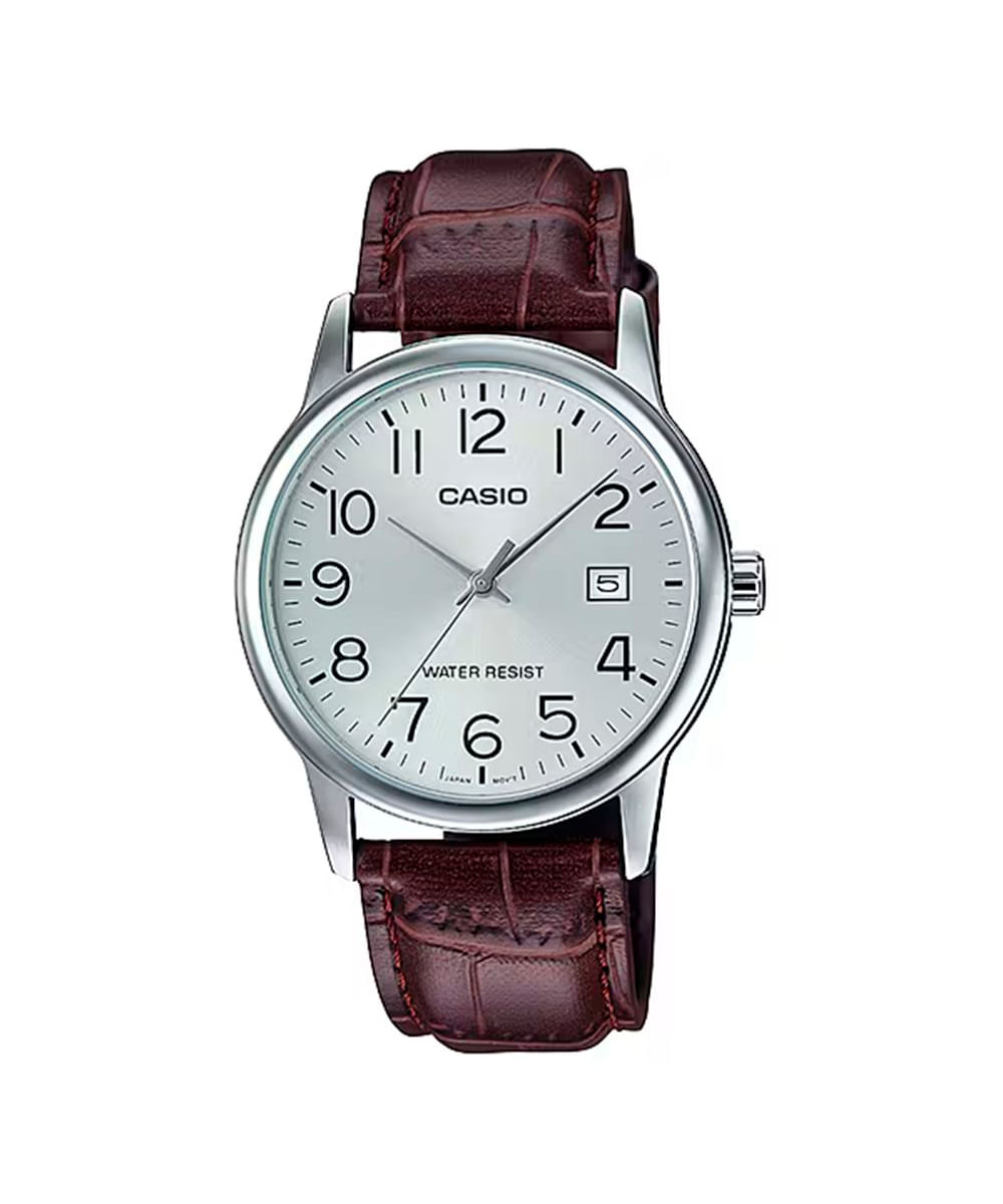 relógio masculino casio analógico mtp v002l 7b2udf prateado