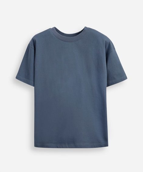 camiseta oversized juvenil de algodão básica azul