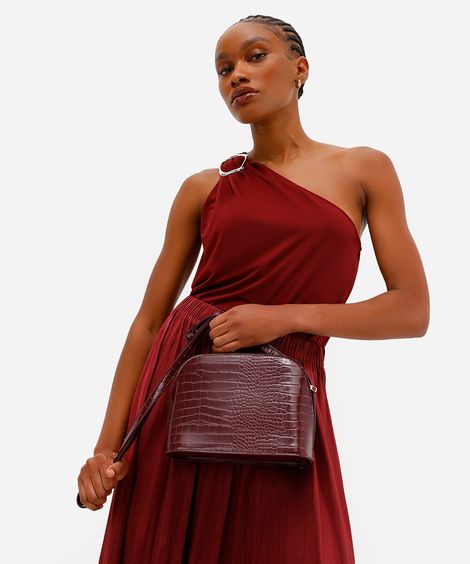 bolsa feminina transversal croco vinho
