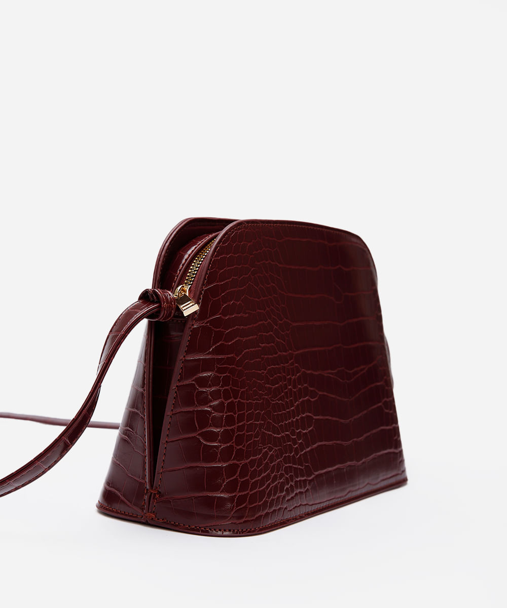 bolsa feminina transversal croco vinho