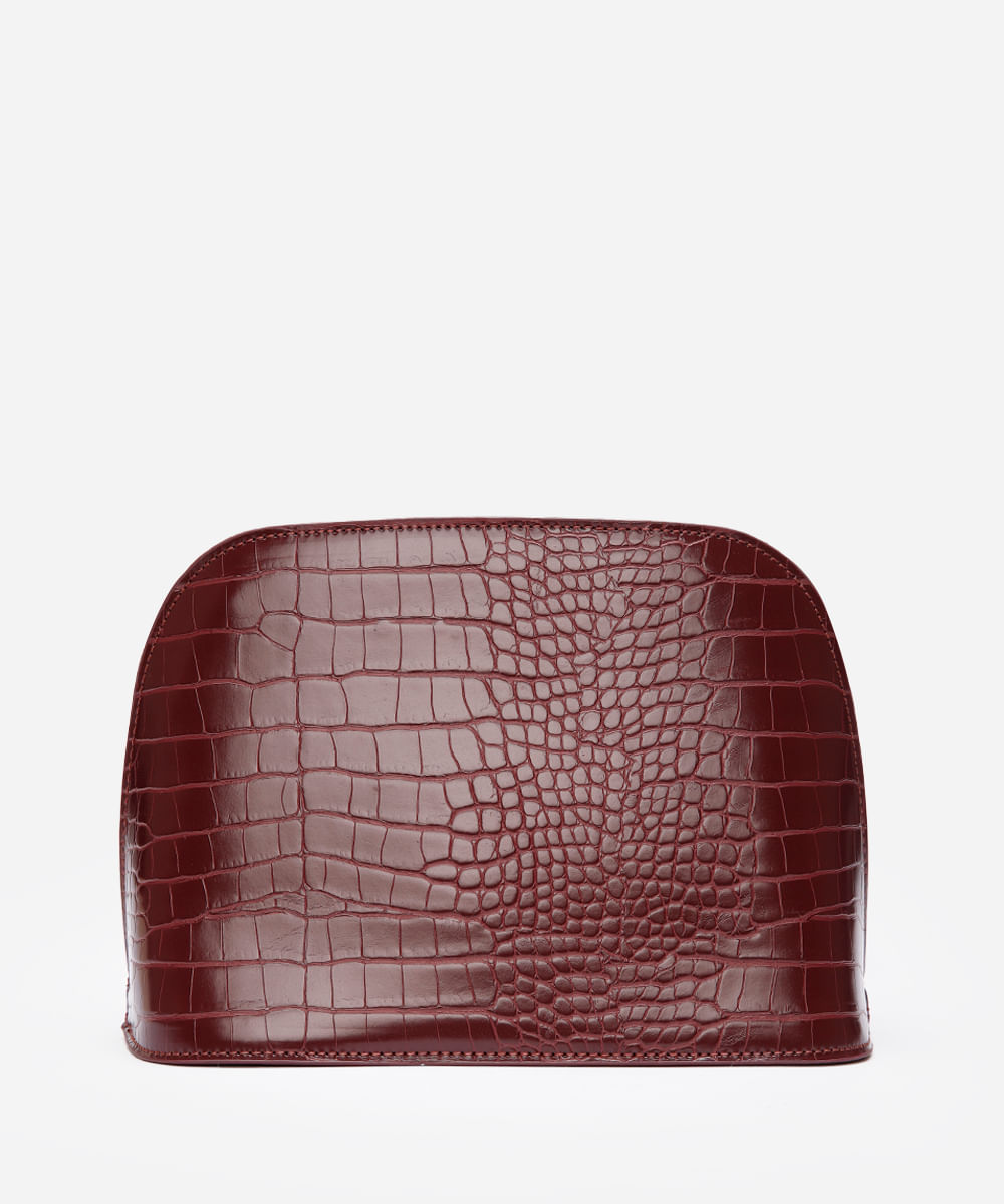 bolsa feminina transversal croco vinho