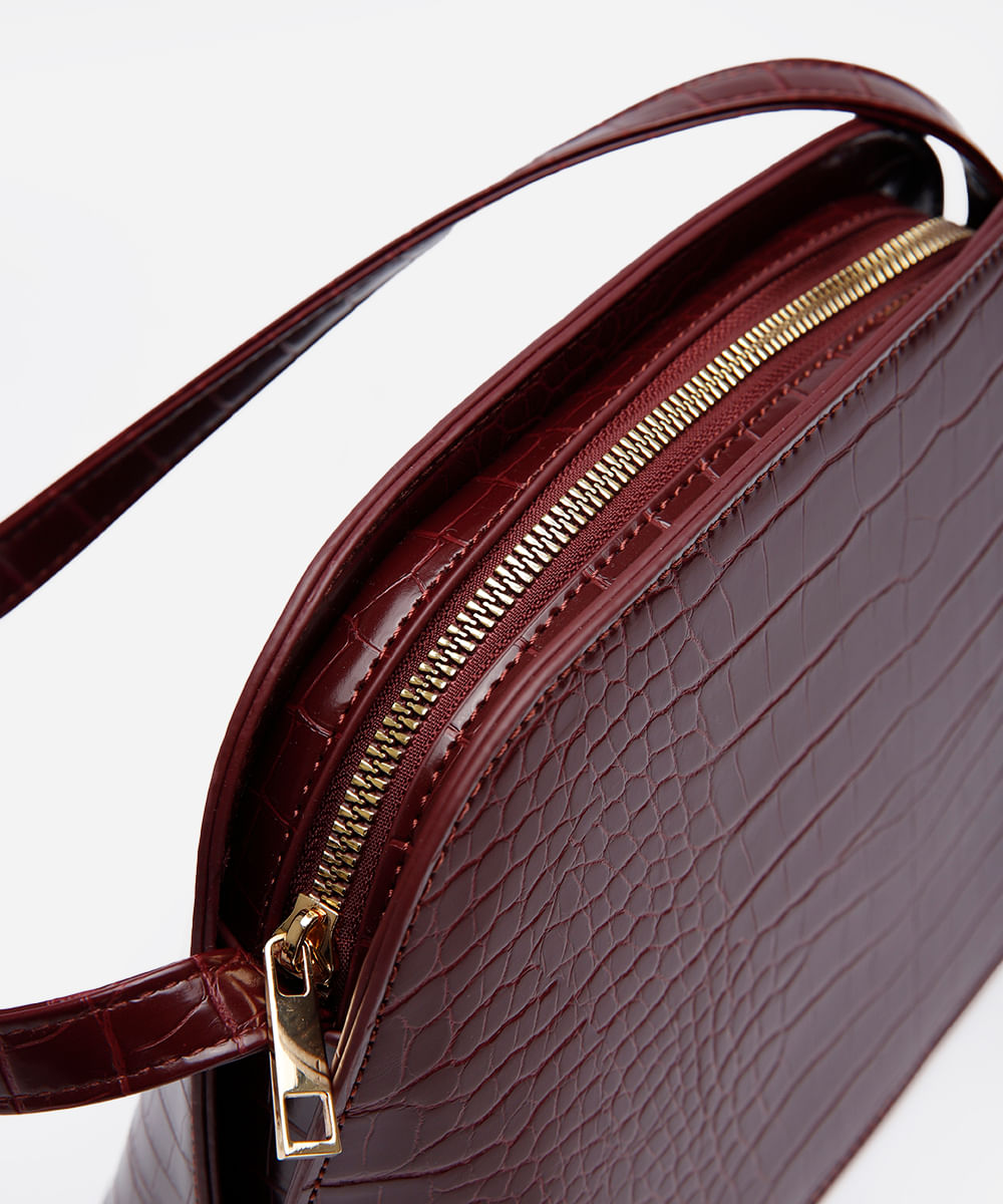 bolsa feminina transversal croco vinho
