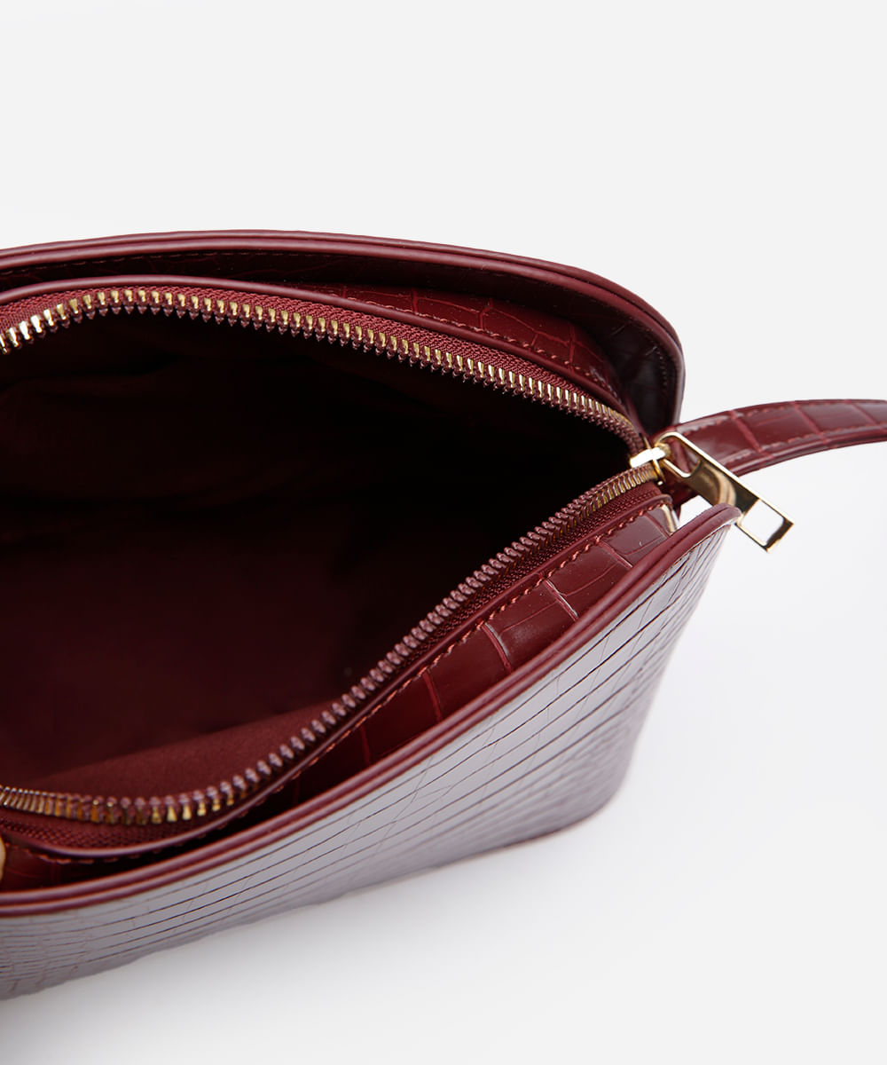 bolsa feminina transversal croco vinho