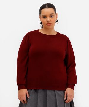 suéter feminino de tricot plus size vinho