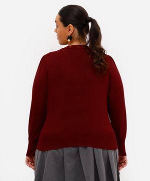 suéter feminino de tricot plus size vinho