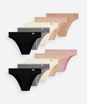 kit de 10 calcinhas femininas biquíni delrio colorido