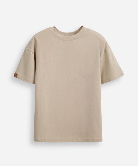 camiseta oversized juvenil de algodão básica bege