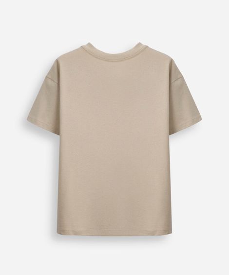 camiseta oversized juvenil de algodão básica bege
