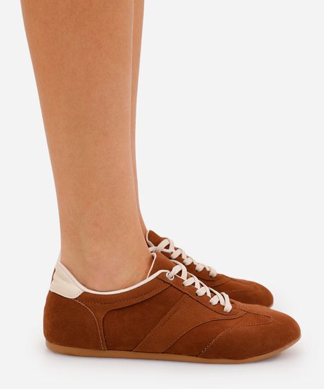 tênis casual cano baixo com recortes mindset marrom