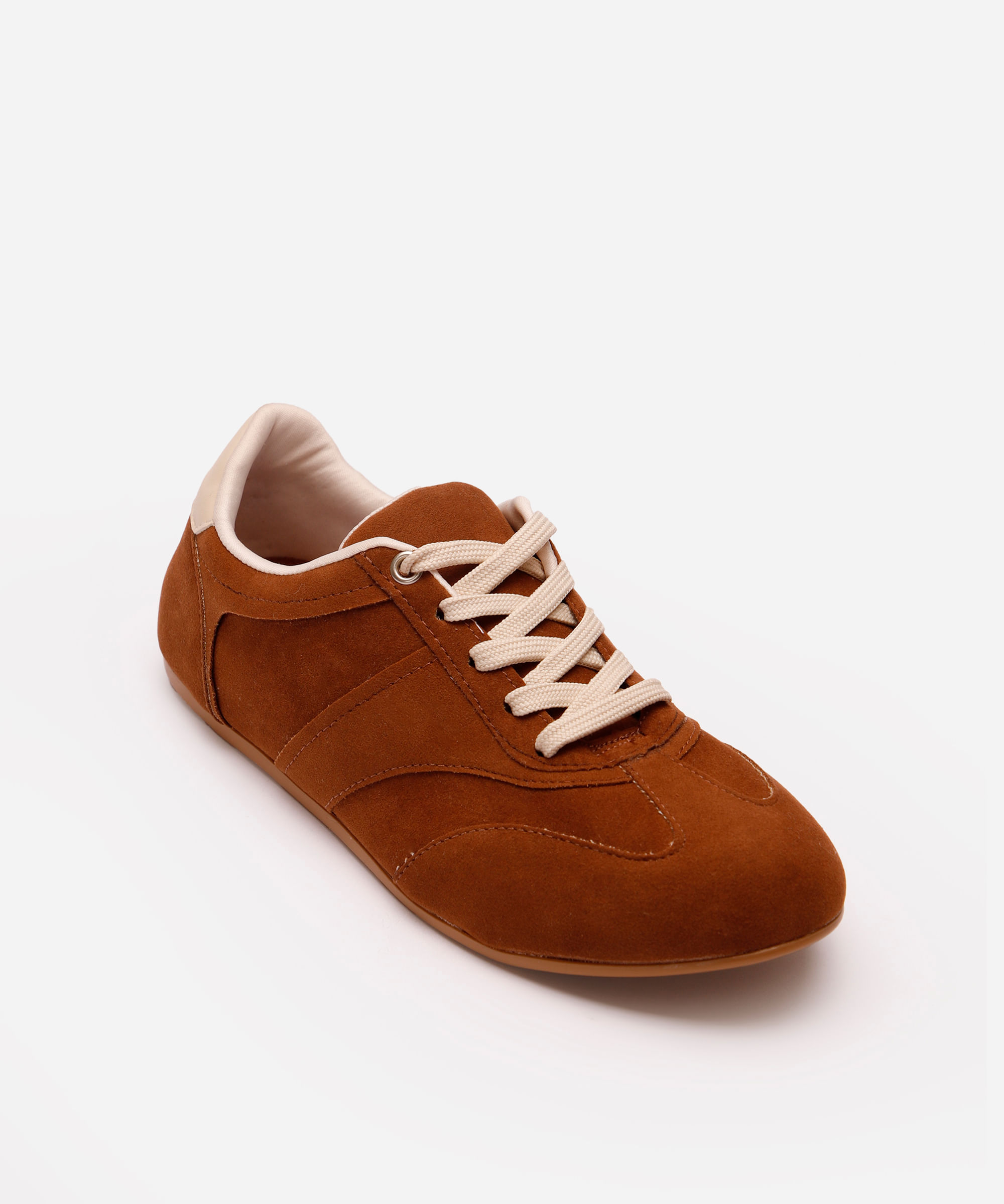 tênis casual cano baixo com recortes mindset marrom