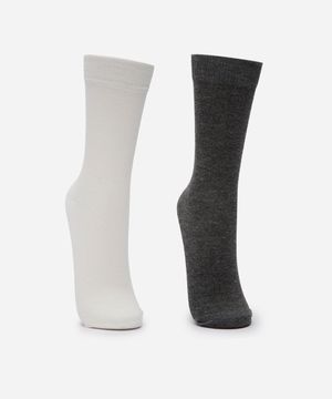 kit de 2 meias femininas cano alto canelada mindset colorida