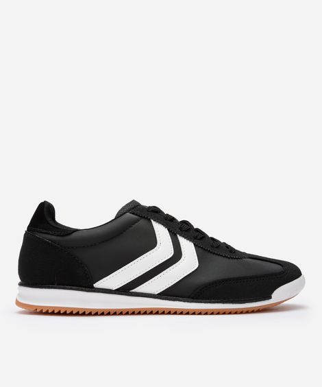 tênis casual com recortes bicolor preto
