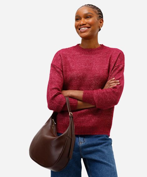 suéter feminino de tricot texturizado rosa