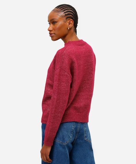suéter feminino de tricot texturizado rosa